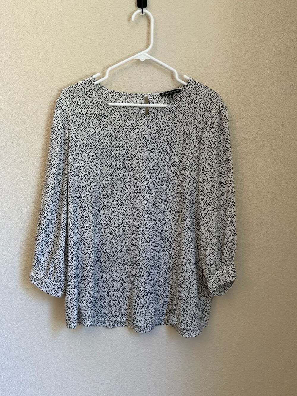 Adrianna Papell Black and White Print Blouse Size XL